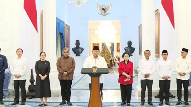 Ini Pidato Presiden Prabowo Didampingi Megawati dan Ketum Partai Politik Lain Terkait Situasi Terkini
