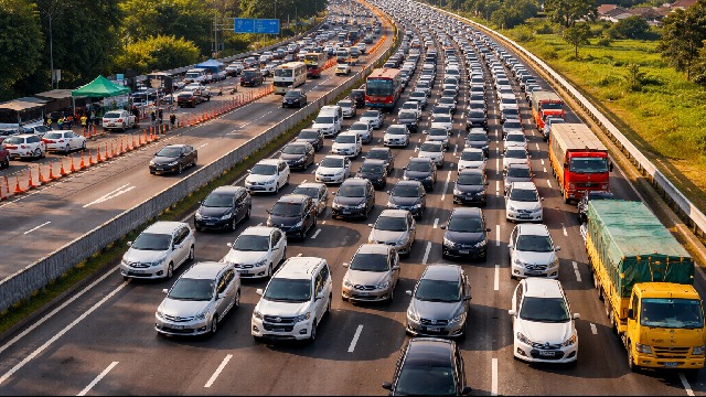  Arus Mudik Memuncak, One Way Nasional Cikampek Kalikangkung Resmi Diberlakukan